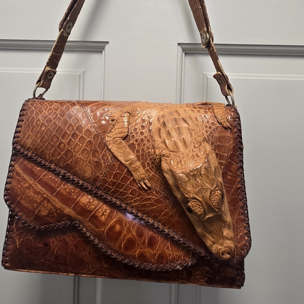 Vintage Genuine Alligator Bag Made In Cuba